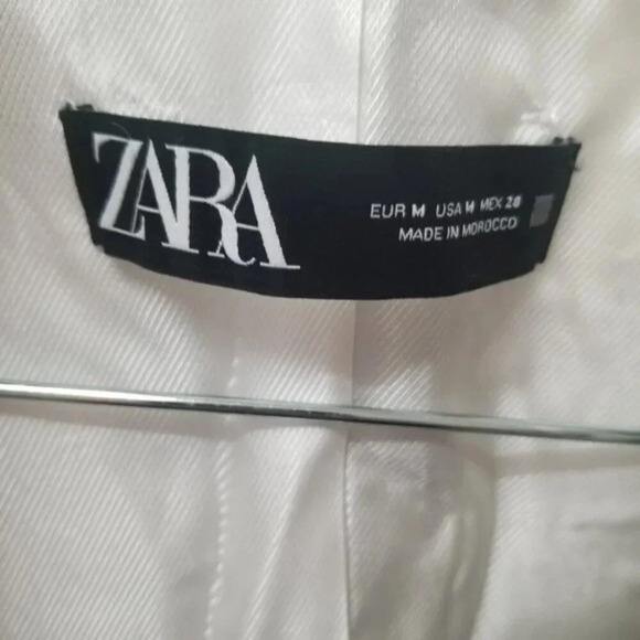 Zara Textured Plaid Houndstooth Cropped Jacket Blazer Ecru M - Picture 6 of 16